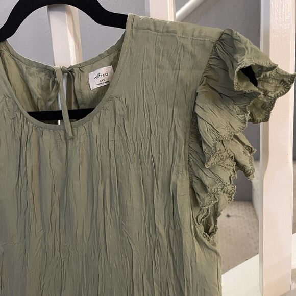 Women's WILFRED SIDONIE DRESS Sage Green Ruffle A Line Size XXS - Picture 5 of 6